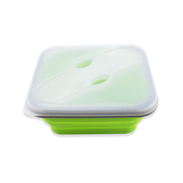 Boîte à lunch scellée de silicone de rectangle pliable de catégorie comestible