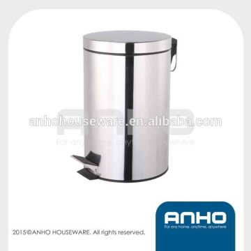 Professional 12L polishing round step bin with flat lid