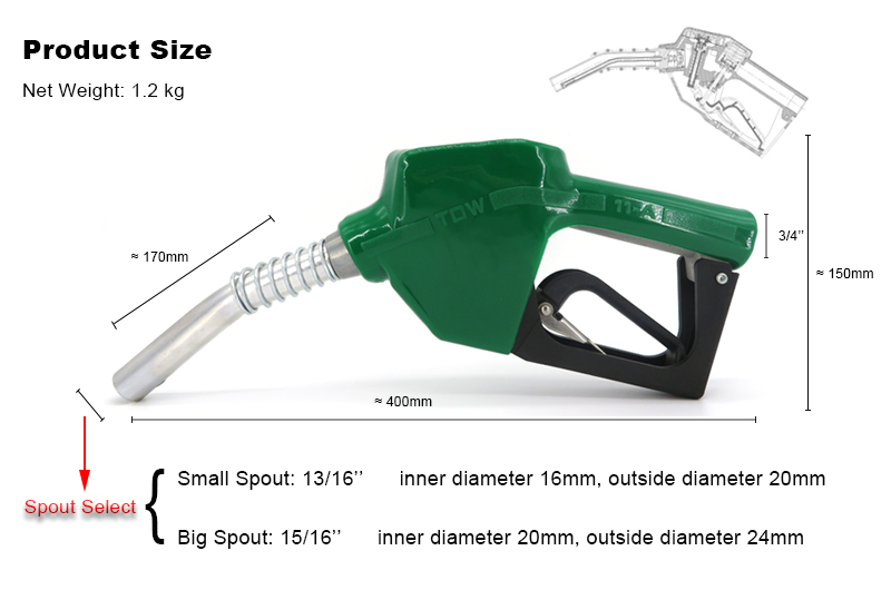 3/4" diesel gasoline refueling gun automatic fuel dispenser nozzle