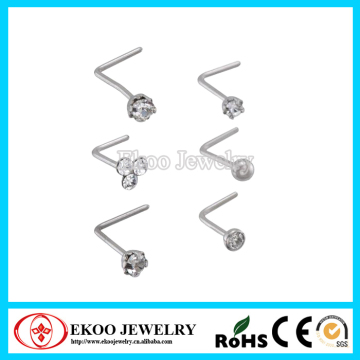 Mixed Designs L Shaped Nose Stud