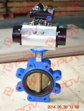 SS316L pneumatic butterfly valve lugged type