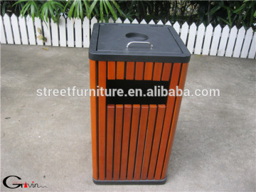 Decorative garden trash bin solid wood garbage trash bin