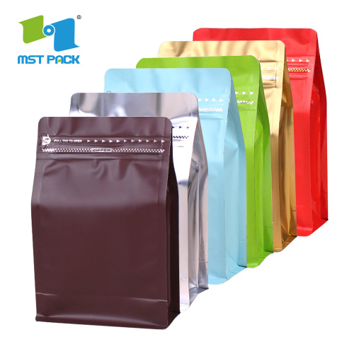 Resirkulerbar Kraft Paper Flat Bottom Plastic Coffee Bag