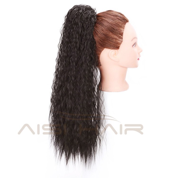 Aisi Hair Drawstring Ponytail Curly Hair Extensions Heat Resistant Synthetic Fiber Pony Tail Hairpieces with Combs