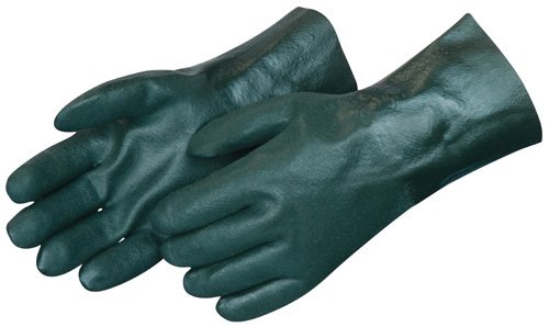 Dreibett tauchte grüne PVC-Handschuhe mit sandigem Finish