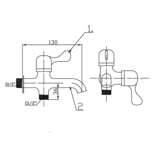 Brass One in Two out Washing Machine Faucet