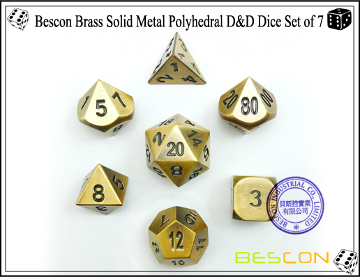 Bescon Messing Solide Metall Polyhedrale D & D Würfel Set von 7-1 Bescon Brass Solid Metal Polyhedral D&D Dice Set of 7-1