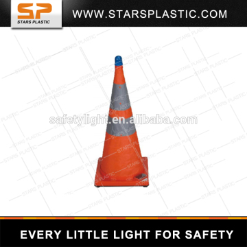70cm Solar powered Collapsible traffic cone,ABS base reflective traffic cone