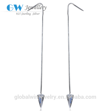 925 Silver Mens Stylish Punk Long Drop Earrings