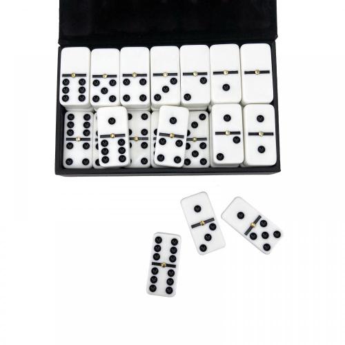 Passen Sie das weiße Domino-Spielset mit Lederbox an