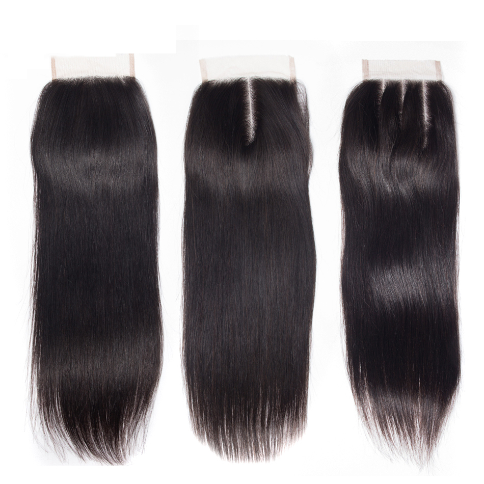 100% Human Hair 4x4 Straight Swiss Lace Hair Closure Piece Thick Smooth Silk Base Closure with Baby Hair