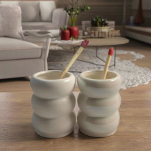 Wholesale Custom Ceramic Match Holder with Rings Container Pot with Striker