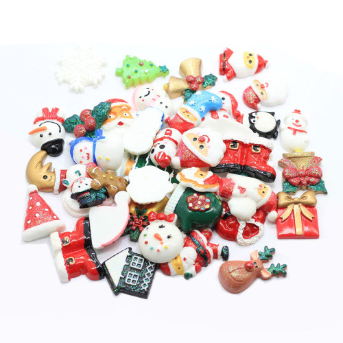 Wholesale Lot Christmas Cute Kawaii Flatback Resin Cabochons Assorted Resin Xmas Decoration Slime Charms Craft Holiday Cabs