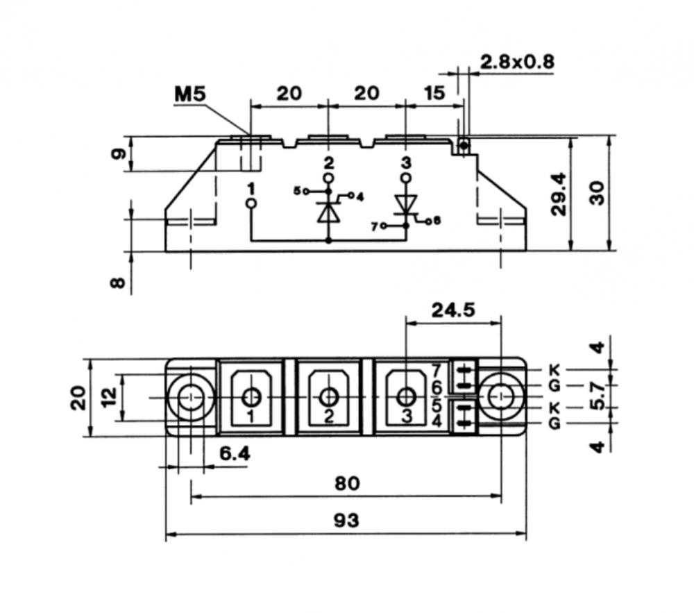 High reliability 1200V SKKT57B-16E thyristor module