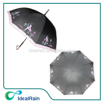 23inch auto open girl printing lady's specialty umbrella with frills