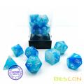 Bescon Gemini Glowing Polyhedral Dice 7pcs Set ICY ROCKS, Luminous RPG Dice Set d4 d6 d8 d10 d12 d20 d%, Brick Box Packaging