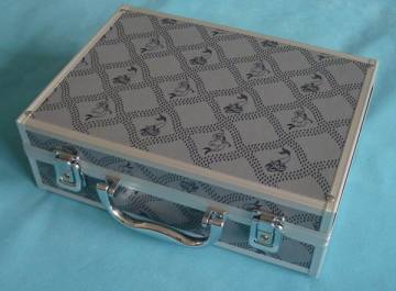 Gray aluminum cosmetic case with mirror, PVC aluminum trolley case,aluminum tool trolley case