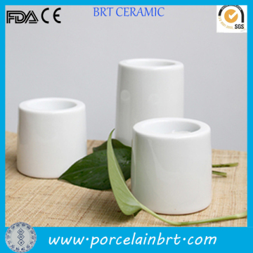 European style white cylindrical shape simple Ceramic Candlestick