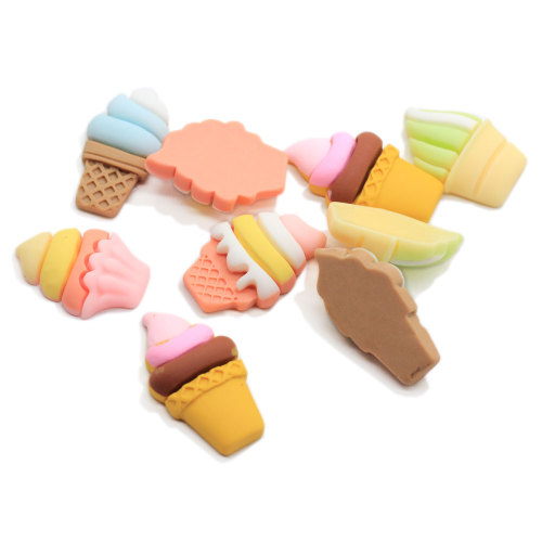 Colorful Summer Sweet Cone Resin Charms Food Artificial Craft Decorazione Portachiavi Fai da te Deco Parti di gioielli per bambini