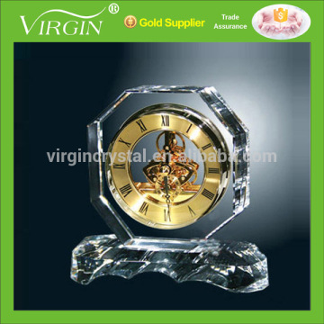 Bright Octagon Crystal Clock With Base For Desk Crystal Clock