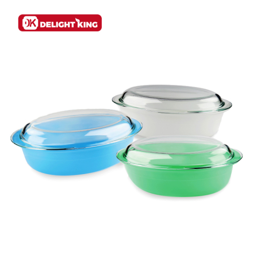 Casserole Kaca Colorful Coating dengan Peralatan Makan Kaca