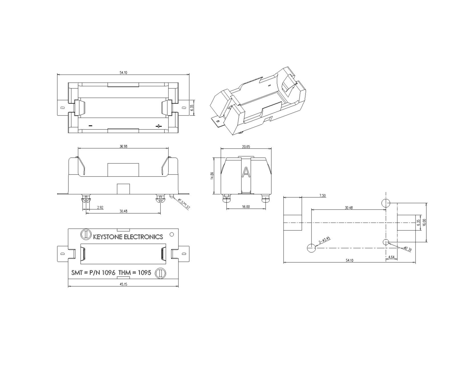 BBC-M-SN-A-096 Single Battery Holder For 18350 SMT