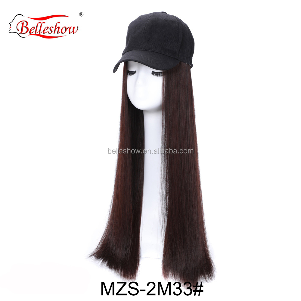 Hot sell Cheap Wholesale Baseball Cap straight Hair Wig Fashion Hot Sale Low Price Black Long Wavy straight braid Baseball hat