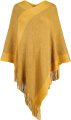 Poncho de xale de malha elegante e elegante com borla