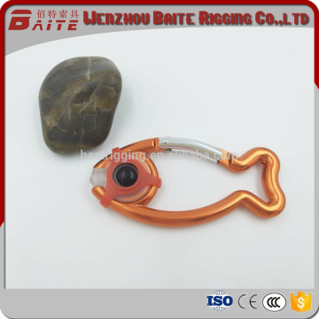 Aluminum Carabiner Snap Hook With Led light ,Spring Hook With led light,fishshaped snap hook