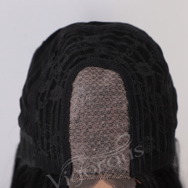 High Quality Cheap Price Black Color Middle Part Natural Hairline Straight Wave For Black Women Lace Front Synthetic hair Wigs