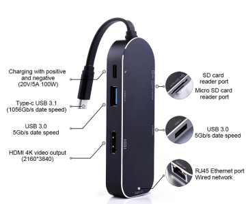 Zoomtak Aluminum Alloy 7-in-I USB Type C to 4K HDMI Thunderbolt 2 USB C Dock Station Hub Adapter with Full Quality Gurantees