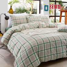 Plaid Bedding sets, duvet cover set 100% Linen material, 4pcs/5pcs/6pcs