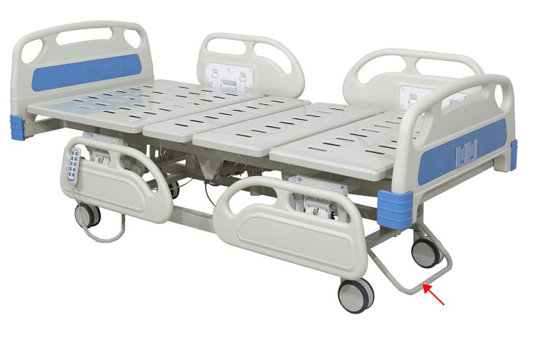 BT-AE011 5 function electric adjustable hospital bed medical intensive care ICU patient bed with ABS PP plastic rails price