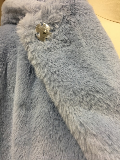 Plush Blue Hooded Fur Jacket