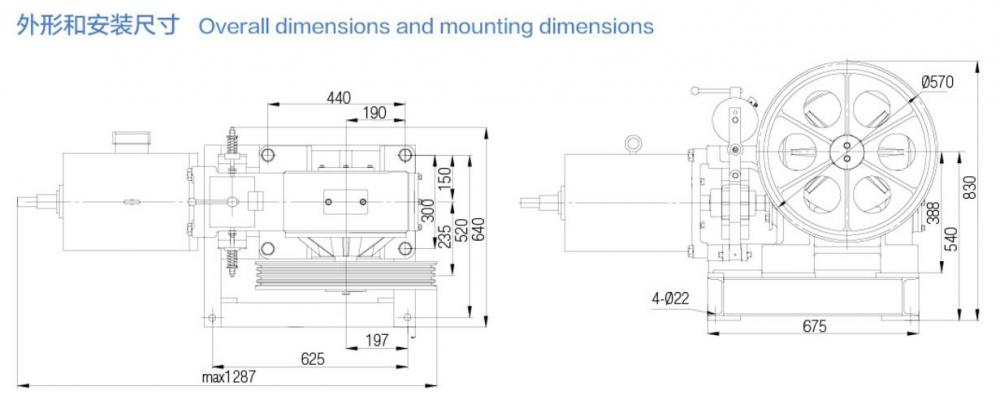 Geared Elevator Traction Machine , 1.6m/s 3700kg Static Capacity YJ160