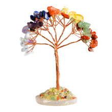 Raw 7 Chakra Stone Raw Stone Copper Tree Agate Base Ornament for Home Decor