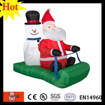 father christmas moving inflatable santa claus Sled with snowman