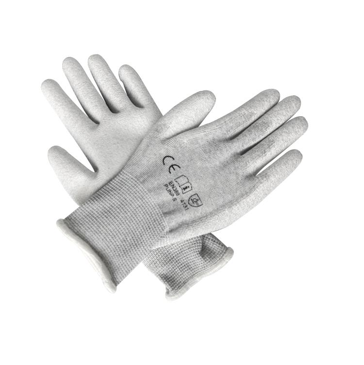 OEM Logo 13 Gauge Polyester Knitted Conductive Carbon Filament PU Coated Anti-static Gloves