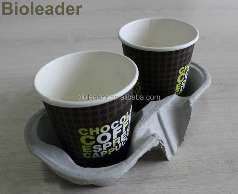 Disposable Paper Pulp Moulding 2 4 Cup Holder Tray