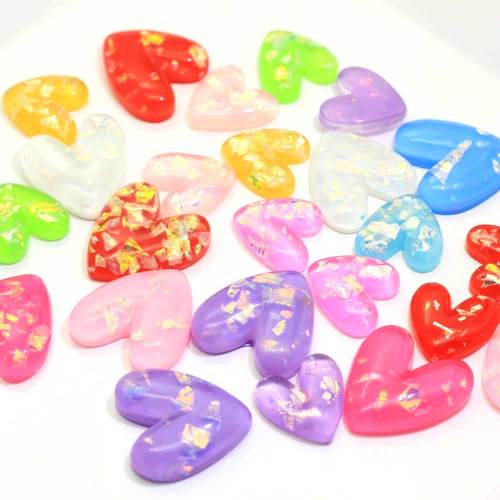 Mooie Glitter Hartvormige Hars Cabochon 100st Plaksteen Kralen Slime DIY Craft Decoratie Kralen Charms