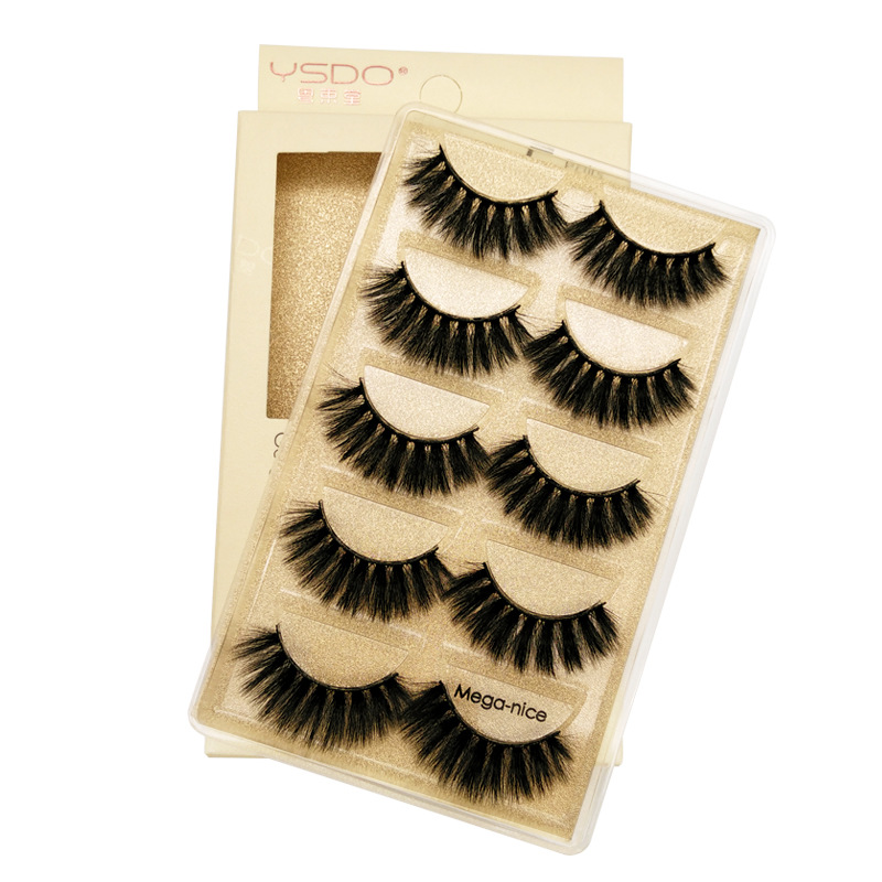 3d mink 5 pairs eyelashes natural long thick halloween lashes with lash box wholesale