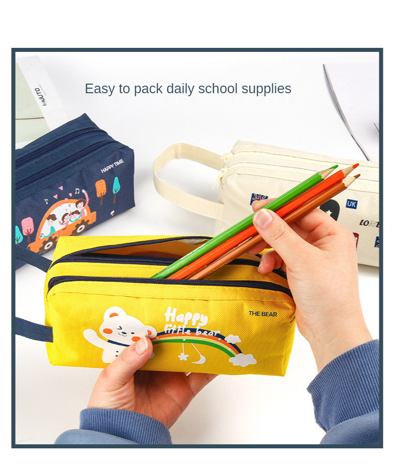 Pencil Case Simple Large-capacity Customized Portable Zipper Portable Stationery Bag for Primary School Students