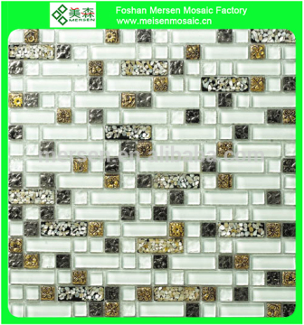 SK503 White glass wall decoration materials bathroom glass mosaic