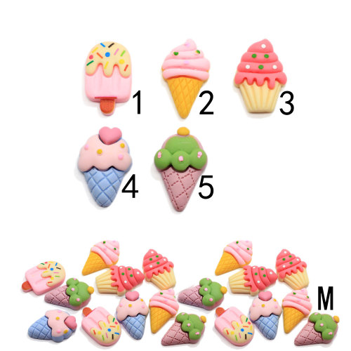 Hars Ice Cream Flatback Cabochons Kawaii Popsicle Flat Back Resin Cabochons Hair Bow Center Craft DIY