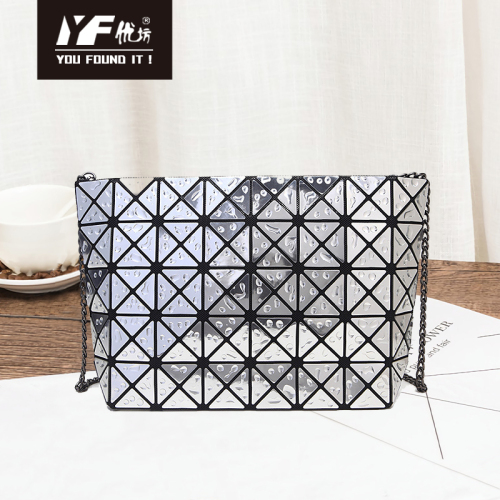 Geometric Rhomboid Splicing Bag Satu Bahu Beg untuk Wanita Dengan Rantai Kasual Diagonal Cross Bag