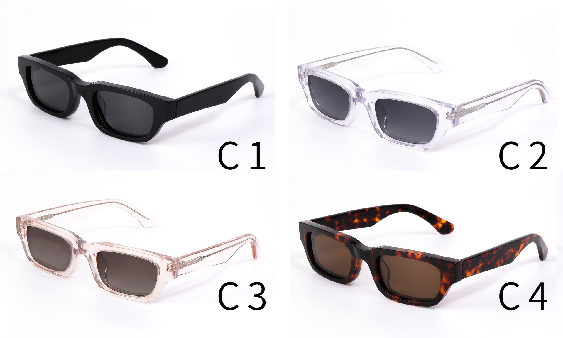 Mellume Chunky Rectangular Acetate Sunglasses-ME2081-Colors Mellume Chunky Rectangular Acetate Sunglasses-ME2081-Colors