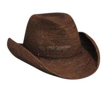 Ladies Classic Cowboy Fedora Palm Beach Hat with Raffia braid