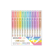 Fluorescent Marker Pen - Dual Tip, 12 Colors, Erasable Highlighter G-0545