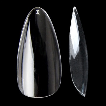 Clear Acrylic Nail Tips with Designs and Base Polish