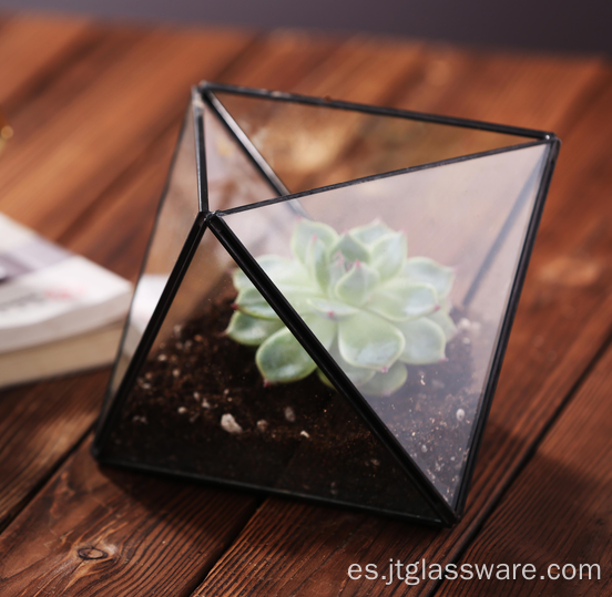Recipiente de vidrio terrario geométrico de alta calidad hecho a mano